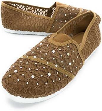Blue berry 2017 EASY21 Women Canvas Mesh Upper Fashion Falts Ballet Shoes TAMMY16,Tan,7