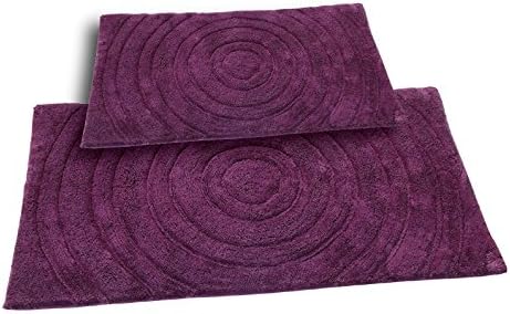 Castle Hill CH-BR-17X24&amp;21X34-ECH-2PCS-AUB 2-Piece Bath Rug Sets, 17 by 24-Inch/21 by 34-Inch, Aubergine