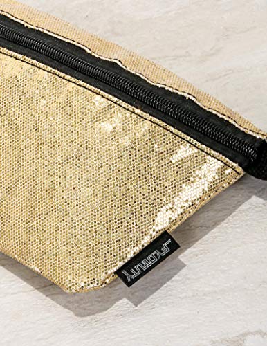 FYDELITY Fanny Pack Waist Belt Bag Ultra-Slim Holographic GLAM PLATINUM GLITTER - Thumbnail 2
