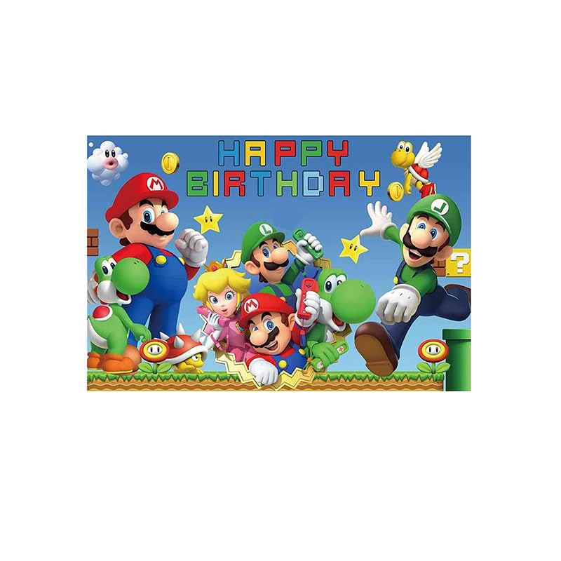 Mario Backdrops Decorations Super Mario Photography Background Non-reflective Mario Bros Birthday Photography Photo Backdrops for Kids Themed Party Supplies Baby Shower