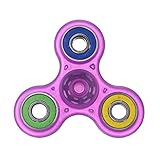 Rinhoo Glow in the Dark Hand Spinner Fidget Tri-Spinner Toys With Premium Hybrid Ceramic Bearing Perfect For ADD, ADHD, Anxiety, and Autism Adult Children (Purple)