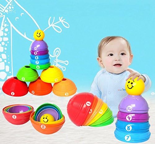 Minibaby Kids Toys Children Piles Cup Rainbow Cup Set To Sent Smiley Ball