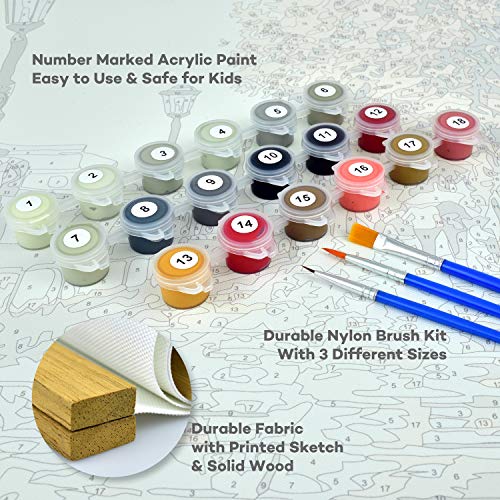 CALM CRAFTS Malen nach Zahlen für Erwachsene oder Kinder, DIY Malerei Kit mit Holz Hängerahmen, Farben und Pinsel, 40,6… – Bild 7