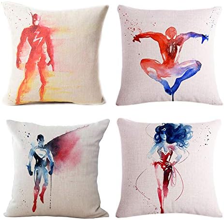 Fyon Superhero 4-Pack Cushion Covers Decorative Throw Pillow Cases Sofa,Home,car 18x18inch- PC110801