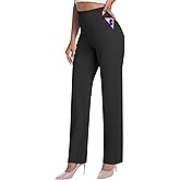 AVAMO Womens Yoga Pants Straight Leg Stretchy Work Pants High Waist Pull On Business Casual Office Slacks with Pockets
