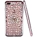 iPhone 8 Plus Case, iPhone 7 Plus Case, iYCK [Crystal Flower] Soft Flexible TPU Rubber Diamond Bling Glitter Case Cover for iPhone 7/8 Plus 5.5inch with Rotating Ring Stand Kickstand - Rose Gold