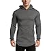 LANGCHEN Men's Gym Workout Hoodie Training Sports Pullover With Zipper Pockets Hoody Dark Grey Large