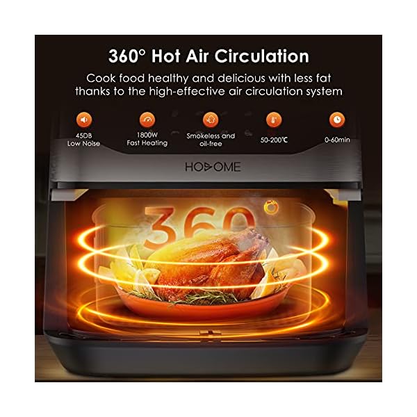 Air-Fryer-Hosome-Airfryer-for-Home-Use-7L-Large-Capacity-1800W-9-Preset-Menus-Rreheat-Digital-Touchscreen-TimeTemperature-Control-for-Air-Fry-Roast-Bake-Healthy-Oil-Free-Cooking Air Fryer, Hosome Airfryer for Home Use 7L Large Capacity 1800W 9 Preset Menus Rreheat Digital Touchscreen, Time/Temperature Control for Air Fry, Roast, Bake, Healthy Oil-Free Cooking