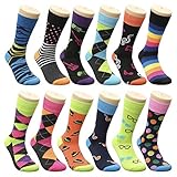 Groovy Socks Men’s Fun & Funky Colorful Fashion Patterned Dress Socks - 12 Pack - 4