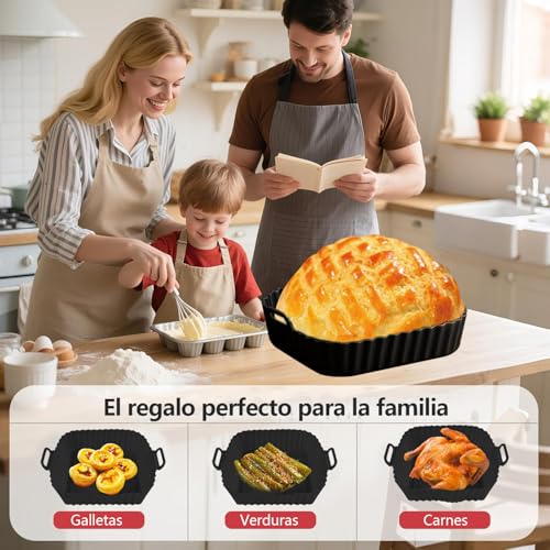 Rantuia 7PCS Silicona para Freidora de Aire, Reutilizable Moldes Accesorios para Freidora de Aire, 4 Moldes de Silicona para Freidora de Aire, Brocha de Silicona para Aceite, Guantes de Silicona