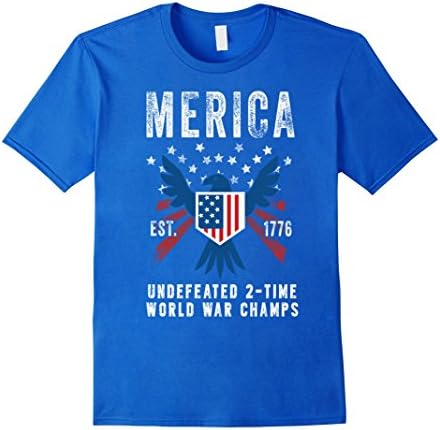 Mens Merica Undefeated 2-Time World War Champs Small Royal Blue