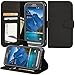 Galaxy S5 Active Case, Abacus24-7 Wallet with Flip Cover and Stand, Black