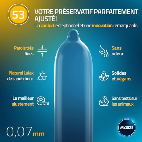 Préservatif MY.SIZE 53 mm, 10 pièces - ajustement parfait et taille adaptée à chacun