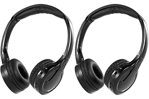 Carhar 2Pack IR Headphones for Car DVD Headrest Video,On-Ear Infrared Headphones Headset Universal (Black)