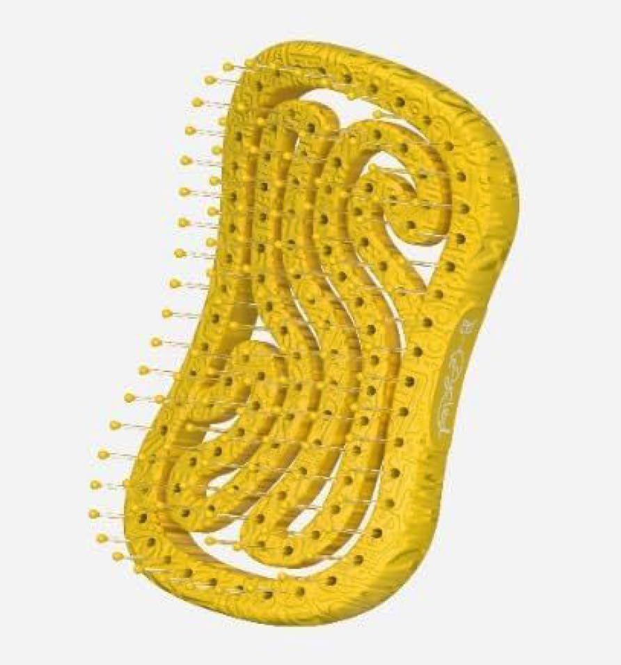 B Recycled Bio Hair Brush 63x120x47, yellow for Women, Men & Children - Soft Flexible Pin Bristles - Eco Friendly Hair Straightening Brushes for Straight, Curly & Wet Hair