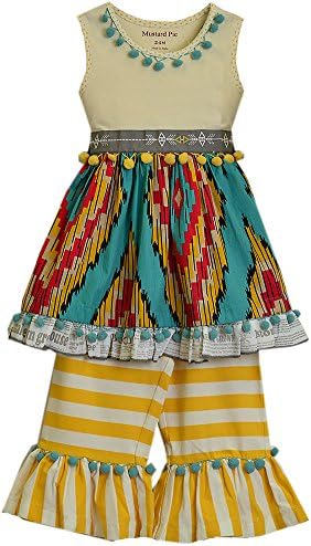 Mustard Pie Baby Girls' Olivia Sunset Dunes Dress Set 6MOS Turquoise