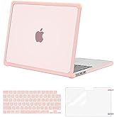 MOSISO Compatible with MacBook Air 13 inch Case 2026 2025 2024-2022 M4 A3240 M3 A3113 M2 A2681, Crack-Resistant Heavy Duty Protective Hard Case with TPU Bumper&Keyboard Cover&Screen Film, Pink