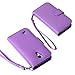 S4 Mini Case, Wisdompro Premium PU Leather 2-in-1 Protective Folio Flip Wallet Case with Credit Card Holder Slots and Wrist Lanyard for Samsung Galaxy S4 Mini (NOT S4 FIT) - Purple