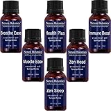 Nexon Botanics Aromatherapy Essential Oils Blends - Natural Oil Synergy Blend Includes Breathe Ease, Health Plus, Zen Head, Muscle Ease, Zen Sleep, Immune Boost - Scented Thieves for Men Women 6x10ml