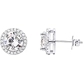 PAVOI 14K Gold Plated 925 Sterling Silver Post Brilliant Round Faux Diamond Halo Earrings - Premium Cubic Zirconia in Rose, White, and Yellow Gold