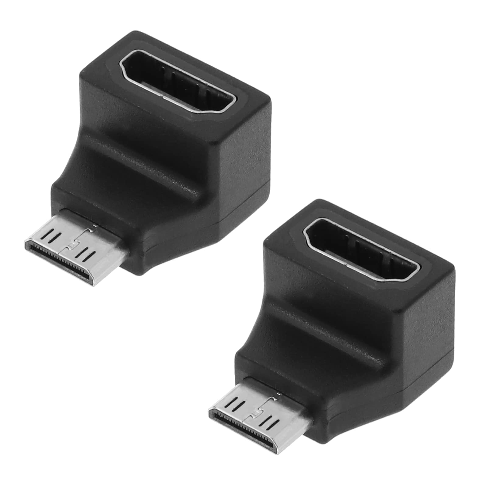 YINETTECH 2Pcs 90 Degree HDMI to Mini HDMI Adapter Replacement Right Angle Micro HDMI Male to HDMI Female Connector Accessories for HD Camcorders Digital Cameras Media Centers