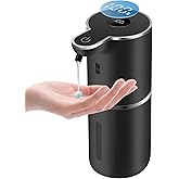 Automatic Liquid Soap Dispenser 12.8oz, Rechargeable & 6 Levels Soap Adjustable with Digital Display, Wall Mount, Waterproof, Touchless Hand/Dish Soap Dispenser for Kitchen, Bathroom, Hotel