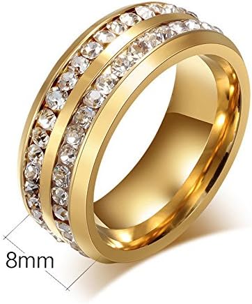 Cosines Jewelry - Gold Stainless Steel CZ Band Ring Men Women Fashion Party Size 12