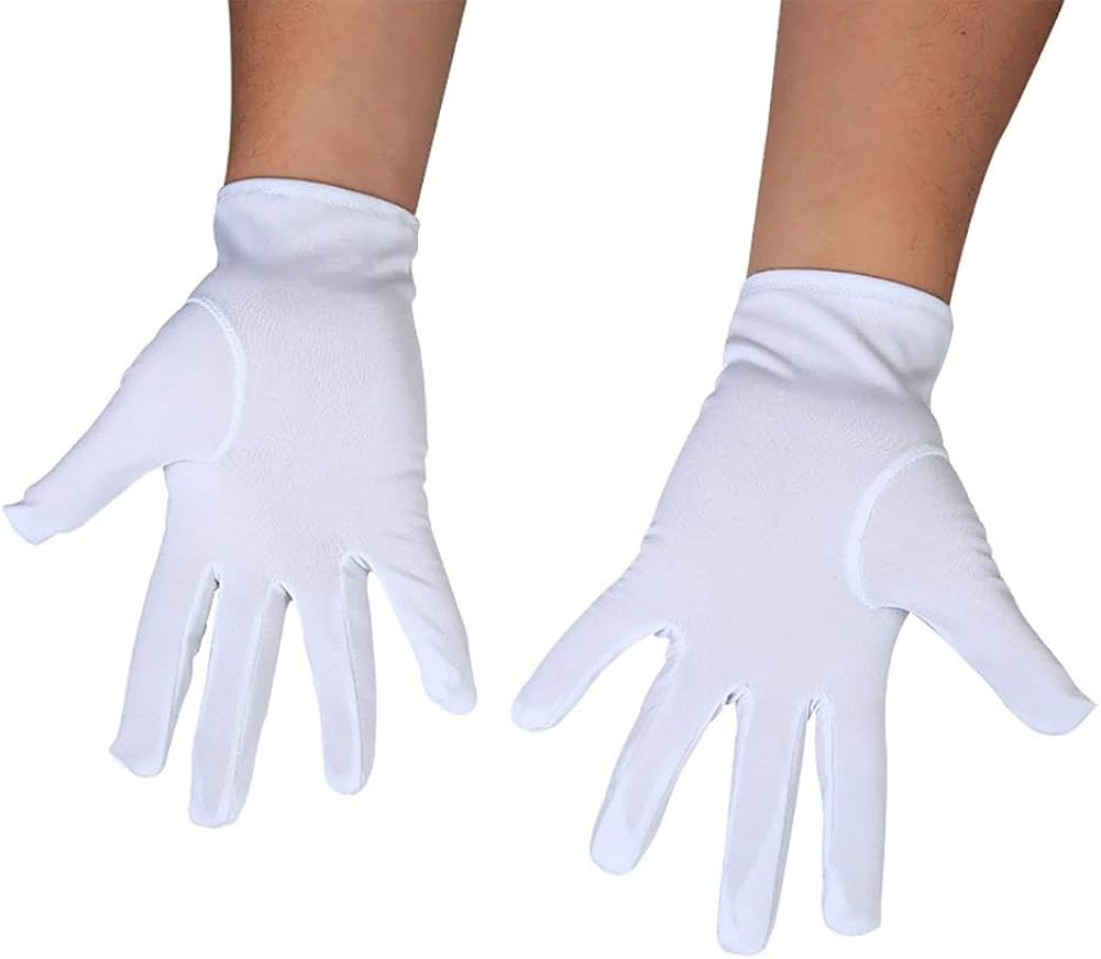 DH 2 Pairs White Cotton/Nylon Marching Gloves, Formal Tuxedo Honor Guard Parade Gloves: Clothing