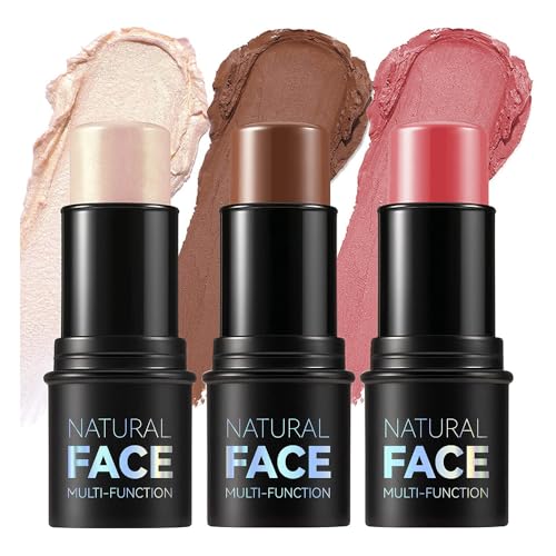 YOUMEDI FACE HIGHLIGHT STICK, CREAM CONTOUR STICKS SHADES WITH HIGHLIGHTER & BLUSH, NON-GREASY LONG-WEAR FACE CONTOURING PEN, WATERPROOF SHIFT-PROOF LASTING GLOW FINISH HIGHLIGHTER MAKEUP STICK(11)