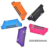 Fitters Niche Waist Fanny Packs, 3 Pockets Travel Money Belt, Water Resistant Adjustable, Elastic Waistband, Fit IPhone X 8 Plus, Ideal For Outdoor Traveling Cycling Hiking Jogging