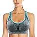AKAMC Women's Removable Padded Sports Bras Medium Support Workout Yoga Bra 3 Pack,Large, Style 5 (Grey with Black/Pink/Blue)