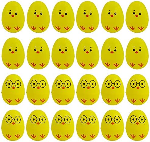 24pcs Easter Eggs Plastic Yellow Chick Eggs