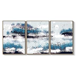 Framed Canvas Wall Art for Living Room, Bedroom Great Abstract Beautiful Landscape Canvas Prints for Home Decoration Ready to Hanging - 16"x24"x3 Panels