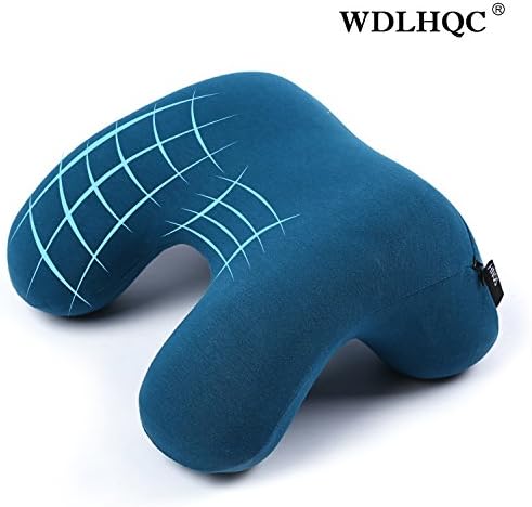 WDLHQC Travel Neck Pillow, Airplane/car Travel Pillow,Lunch Break Rest Pillow with 100% Pure Memory Foam for Travel and Lunch Break Rest[Blue]