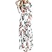 HOOYON Women Summer Casual Floral Maxi Dress Long Sleeve with Pockets,White,Medium