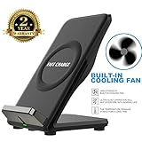 PRUGNA Wireless Fast Charger, Built in Cooling Fan Qi Stand for Samsung Galaxy S8/S8 Plus/S7/S7 Edge/Note 5/S6 Edge Plus, Factory Store - 3 Coils - 10W