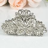 Beautyxyz Woman's new butterfly design XLarge 3.5 inch metal rhinestones hair clip claws (silver)