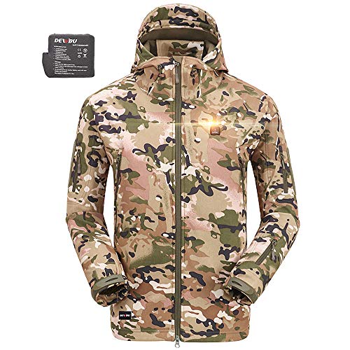 DEWBU Heated Jacket Outdoor Soft Shell Heating Clothing with 7.4V Battery Pack