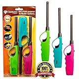 Diamond Driven Multi Utility BBQ Lighter Refillable Assorted Colors Firestarter for Kitchen Camping Grilling BBQ Home Adjustable Flame with Safety Lighters. Ready to use. Child Resistant {Upgrade (3)