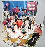 Ralph Breaks the Internet Deluxe Cake Toppers Cupcake Decorations Set of 15 with 12 Figures Featuring New and Classic Characters, Race Car, Sticker and More!