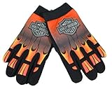 Harley Davidson Flames Mechanics Gloves Size L Velcro Wrist Abrasion Resistant