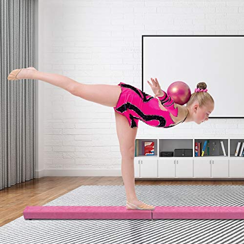 Gymnastic Bar & Balance Beam, 7' Sectional Gymnastics Floor Balance Beam, Purple