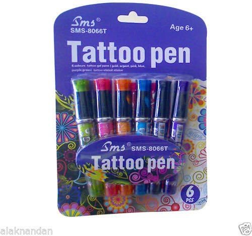 Avs Stores Tattoo Gel Pens With Tattoo Stencil Sticker - 6 Different Colours!