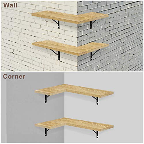 Befayoo Floating Wall Shelves for Corner, 100% Solid Pine Wood Corner Shelf for Bathroom, Bedroom, Living Room, Bathroom, Kitchen, Office