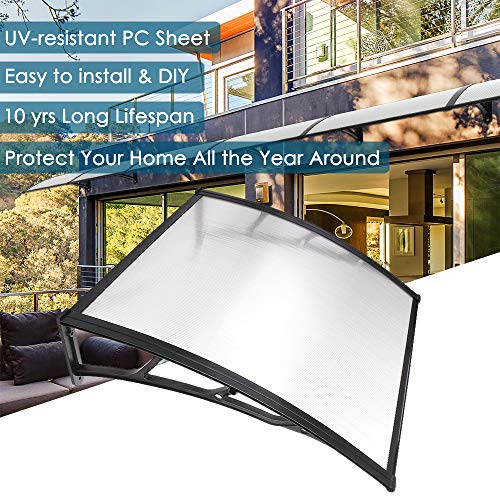 Yescom 39"x 39" Door Window Outdoor Awning Patio Cover UV Rain Snow Protection One-Piece Polycarbonate Hollow Sheet