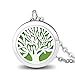 2 Pieces Fragrance Aromatherapy Essential Oil Prume Diffuser Necklace Locket Pendant Outfitters with 24 Inch Chain-Tree of Life & Sunflower Set
