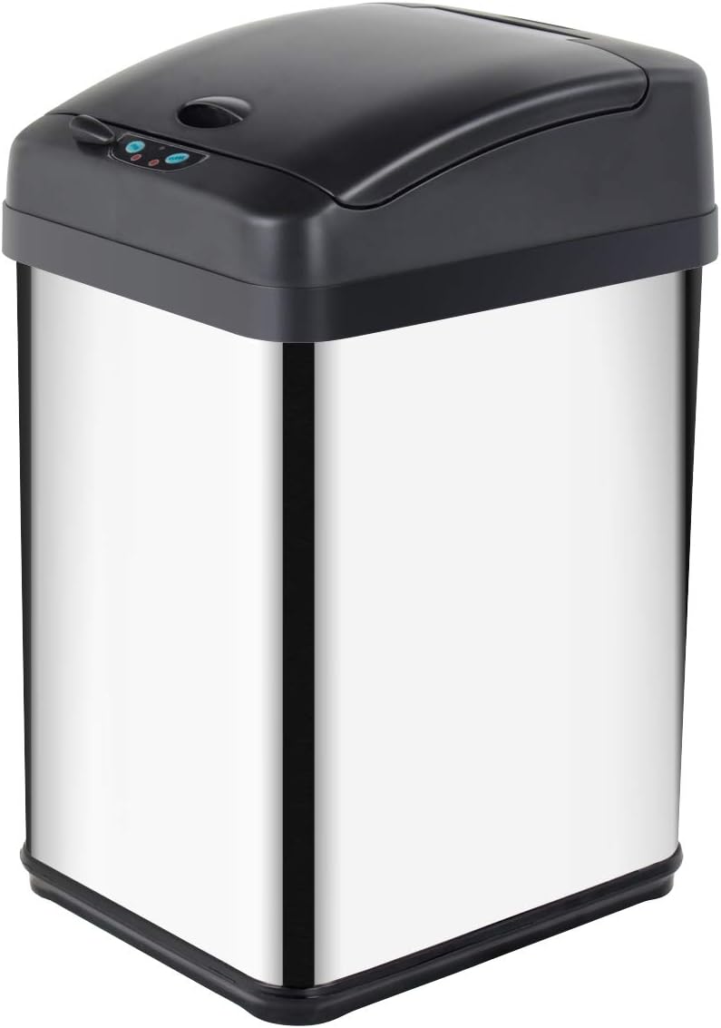 Display4top Abfalleimer mit Sensor Mülleimer, Küche Toilette Badezimmer geruchssicherer Abfalleimer, in Edelstahl-Optik (30L)