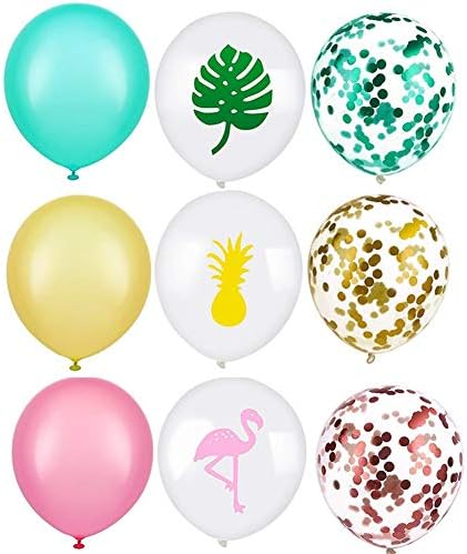 GOOBAT 45 Pieces Creative Tropical Hawaiian Themes Balloons for Luna Birthday Summer Party Decoration