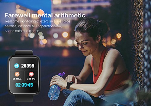 Choosebuy Bluetooth Smart Watch, Color Touch Screen IP67 Watchproof Sports Smart Wristwatch Sports Pedometer/Sleep Blood Pressure Heart Rate Monitor Smart Bracelet for Android/iOS (Hot Pink) - Thumbnail 2