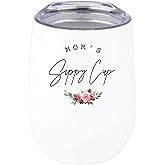 Andaz Press Funny Mother's Day Wine Tumbler with Lid, Mom's Sippy Cup, 12 Oz Stemless Stainless Steel Insulated Birthday Christmas Gift for New Mom Mama Tumbler Mom Tumbler Mom to Be